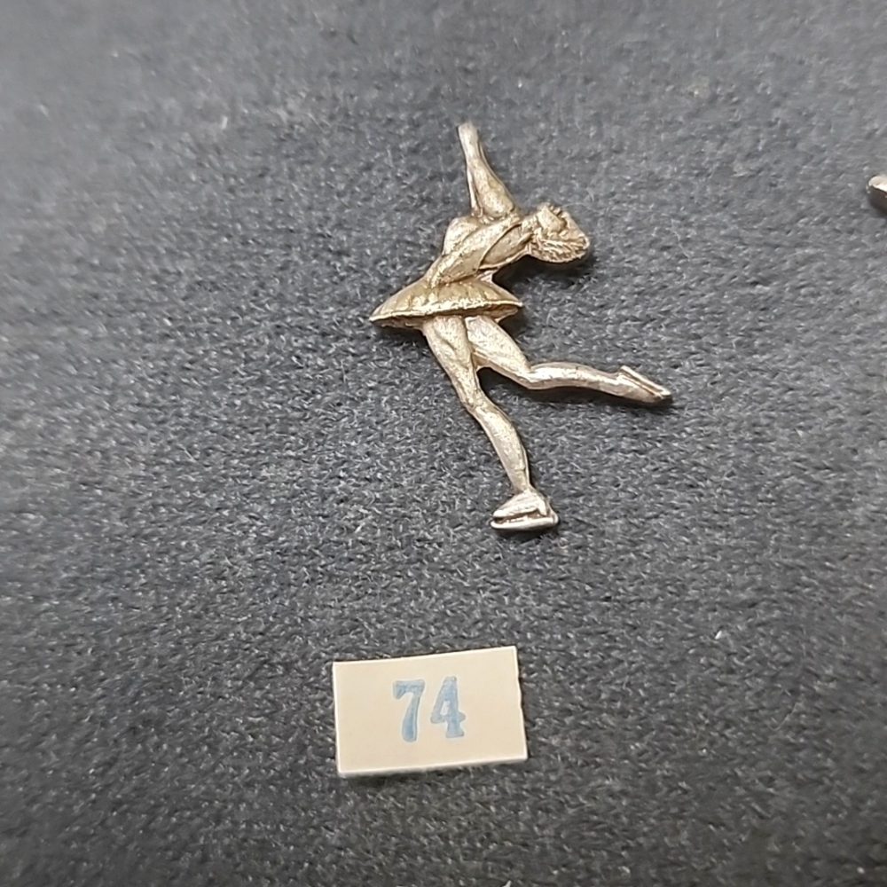 Silver figure skater pin